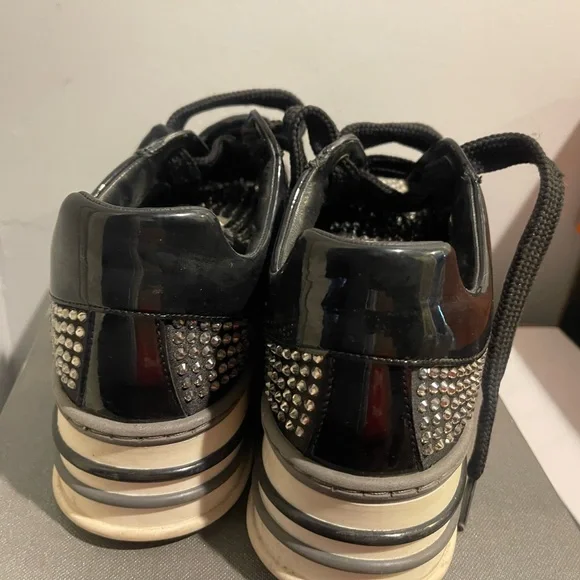 Moschino Black and Silver Crystal Sneakers - Picture 4 of 8